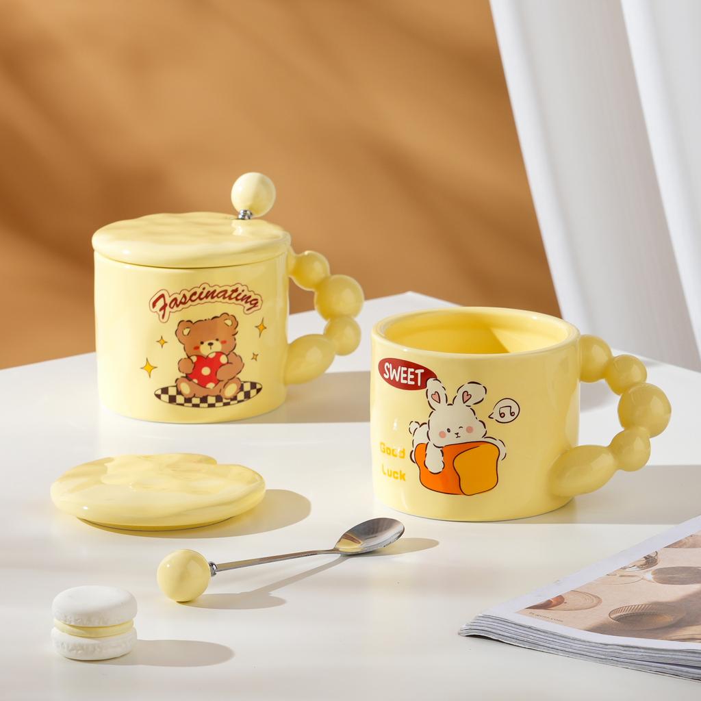 Milk Fufu Ceramic Water Cup High Sense Creative Cartoon Mug Girls Drinking Cup Office Home Coffee Cup