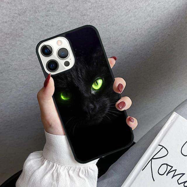 Black Cat Staring Eye Phone Case Cover For iPhone 17 Air 16 15 14 Plus 12 13 Pro Max Coque Shell Fundas