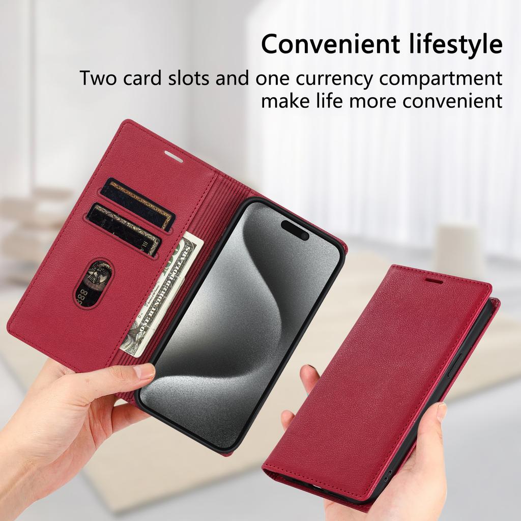 For iPhone 17 Pro Wallet Case Magnetic Closure PU Leather Phone Cover