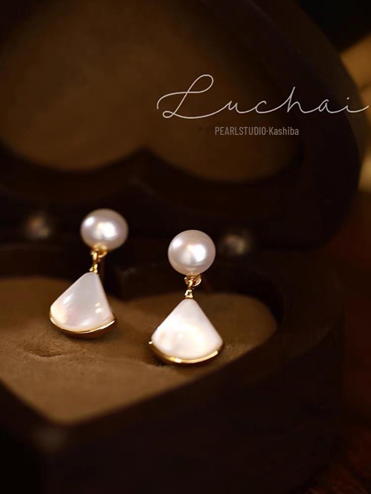 

Элегантные французские геометрические серьги с пресноводным жемчугом - стиль легкой роскоши 2024 года для женщин