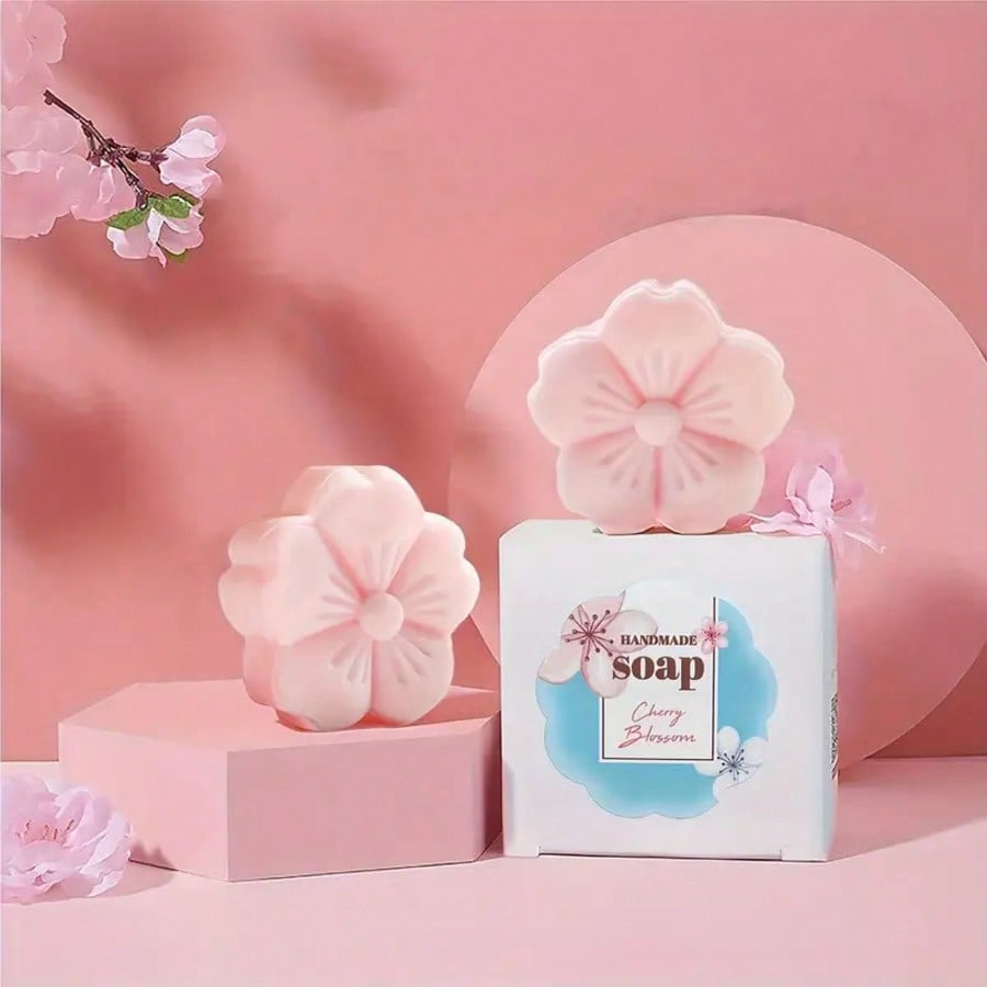 Handmade Sakura Perfume Soap with Cherry Blossom Extracts for Gentle Skin Care Long Lasting Fragrance Facial Body Hand Cleanser