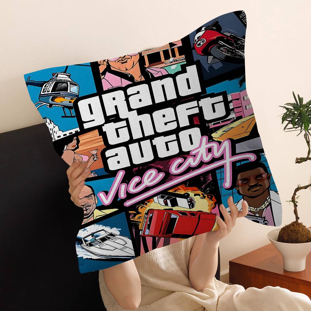 Action Game Grand TTheft Auto Cushion Cover Car Throw Pillow Case For Sofa Car Christmas Gift 40x40cm 45x45cm