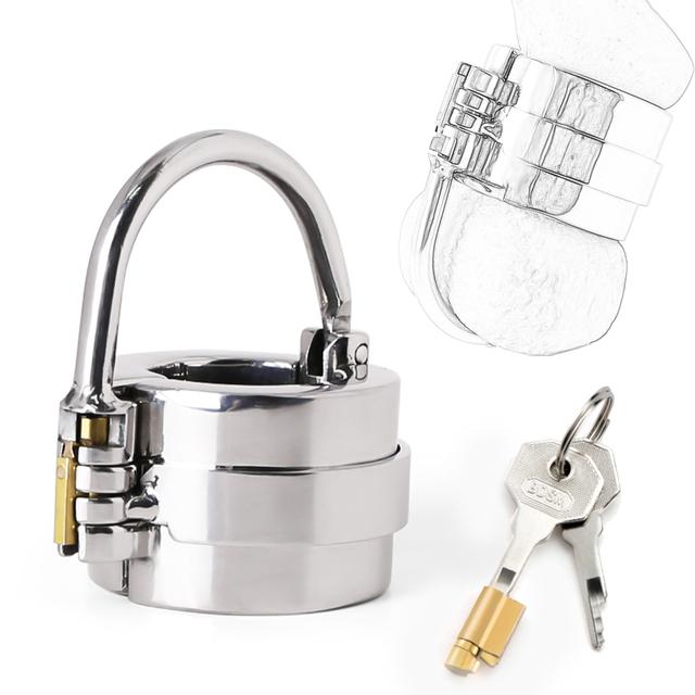 Heavy Duty Ball Stretcher Metallverriegelungsgewicht Edelstahl Spike Cock Ring Hodensack Stretcher CBT Penisring Sexspielzeug für Männer