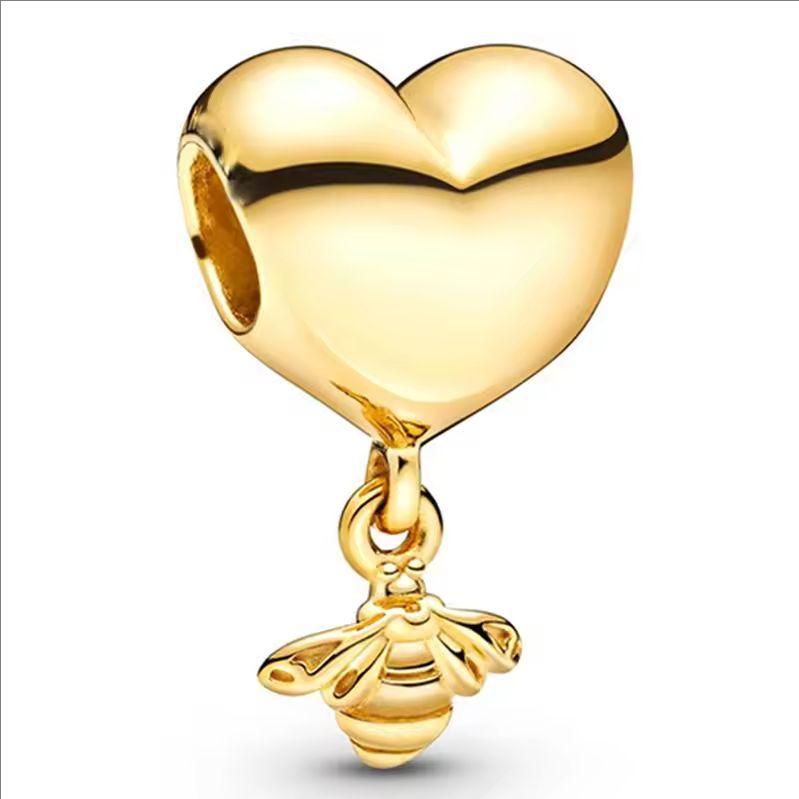 New Original Charms Sparkling Golden Hearts Series Angel Wings Hearts Clip Lucky Star Beads Fit Snake Bracelets DIY Jewelry Gift
