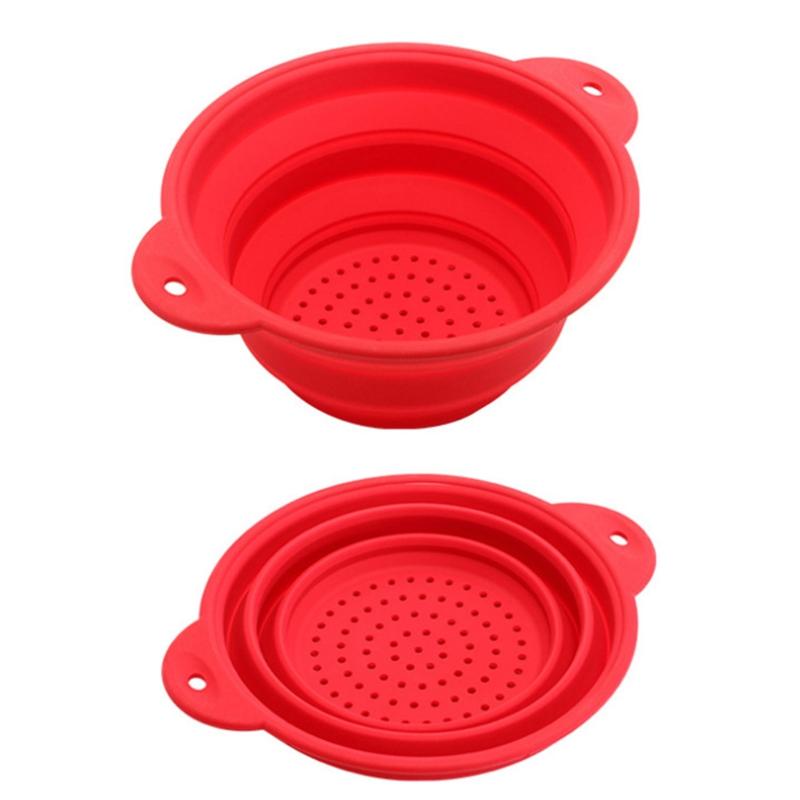 Folding Silicone Drain Basket Fruit Vegetable Washing Basket Foldable Strainer Colander Collapsible Drainer Kitchen