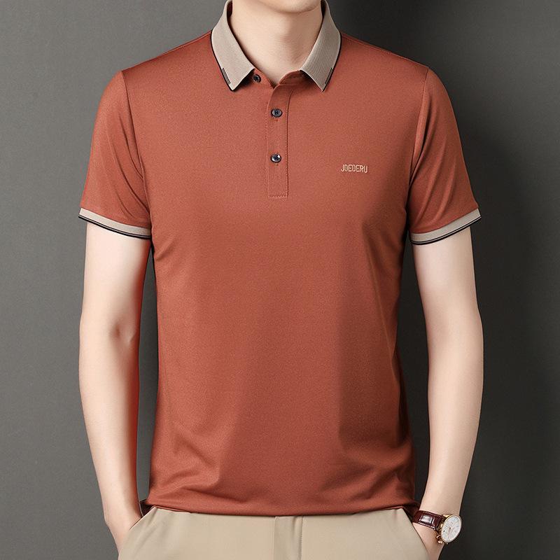 Men's Polo Shirt Short Sleeve Lapel Summer New Letter Embroidery Leisure Collared T-shirt Men