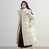 YAYA 2024 Women's Long Hooded Cinch-Waist Down Jacket