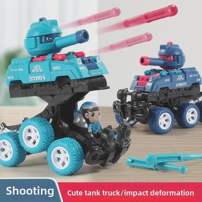 6-Wheel Climbing Inertia Tank Toy: Shell Launching Collision-Resistant Car for Kids