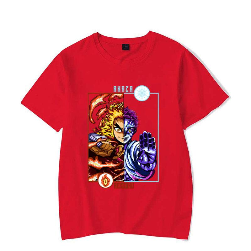 

New Rengoku Kyoujurou Akaza Graphic Print Shirt Women Men Summer T-shirt Short Sleeve Fashion Personality Streetwear Casual Tops S