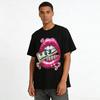 Hip Hop Style Shiny Diamond Dollar Lip Print Top Trendy Streetwear Cool Girl Loose Casual T-Shirt Pure cotton T-shirt