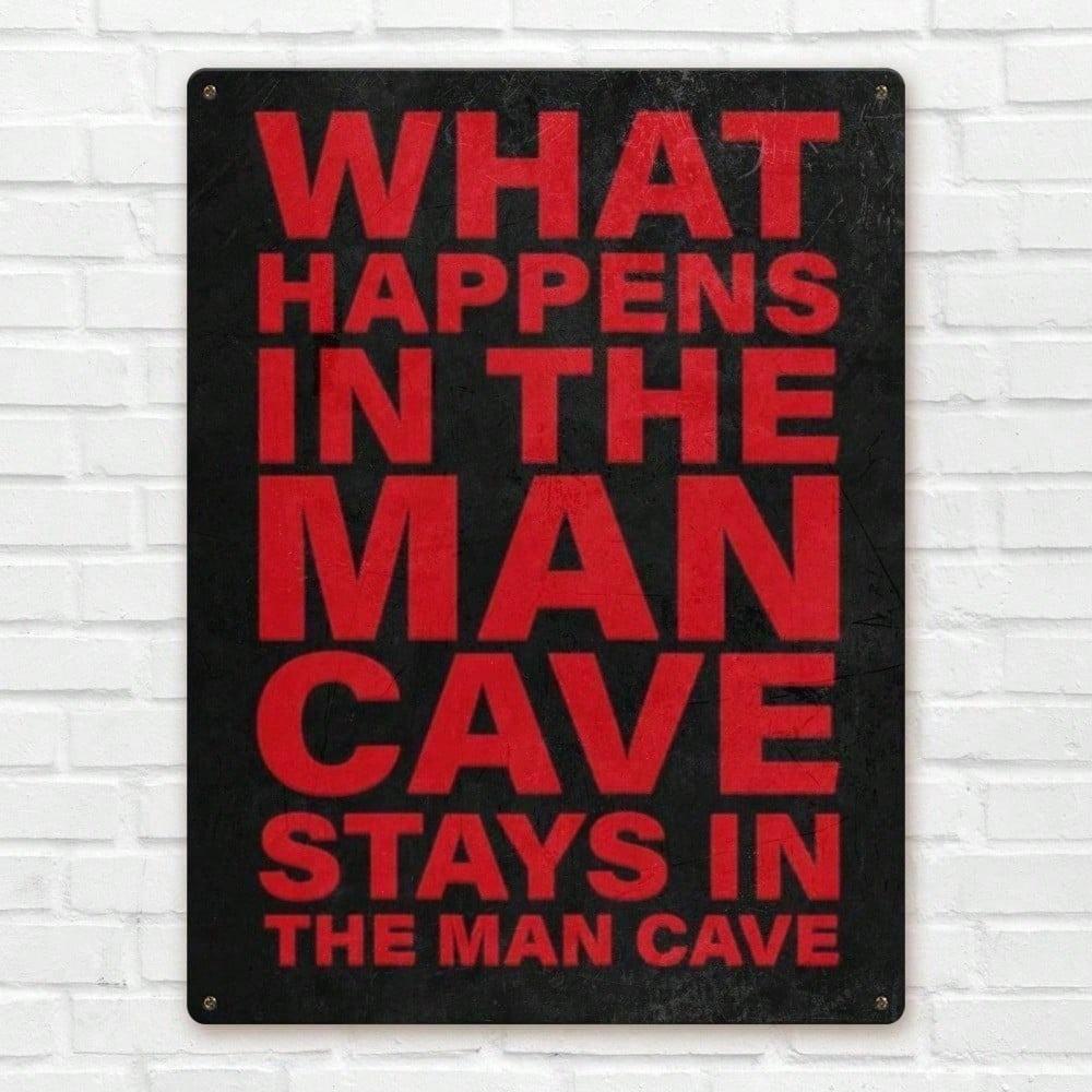 1/2Pcs Vintage Man Cave Tin Sign, What Happens In The Man Cave Stays In The Man Cave, Rust-Proof Durable Funny Metal Wall Plaque
