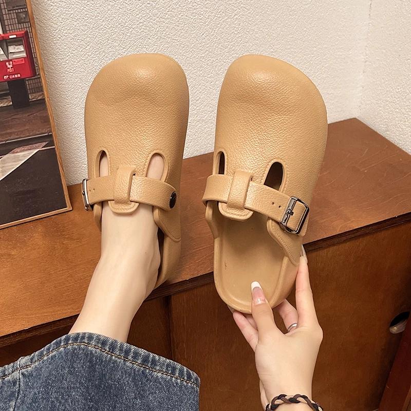 2024 Style Slippers for Women Summer Solid Color Thick-soled Casual Slippers Non-slip Household Slippers Women's Flat Zapatos