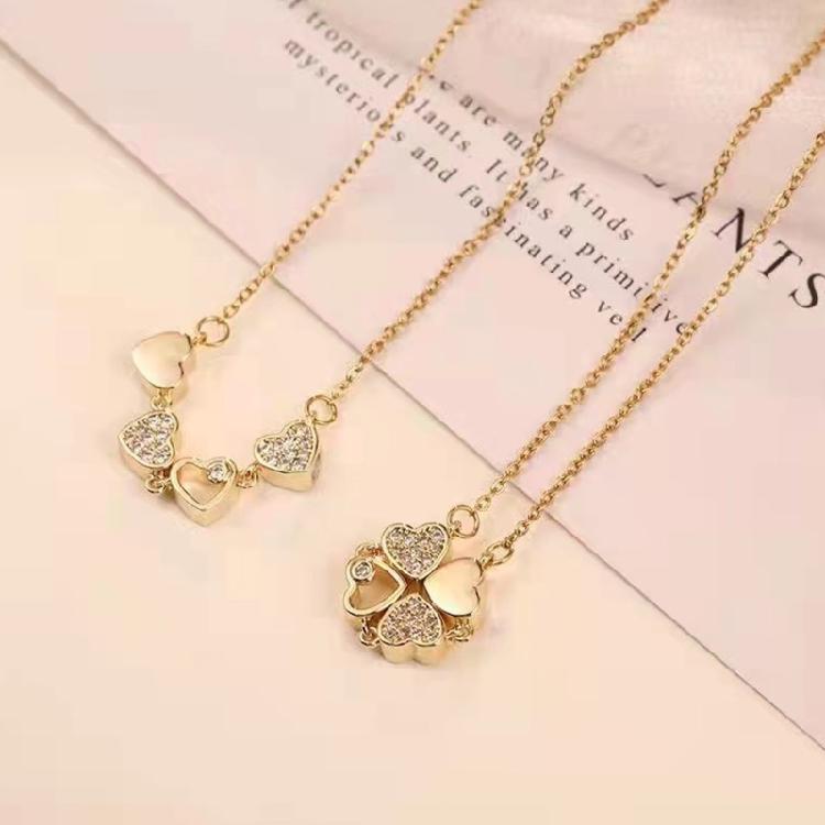 4-in-1 Wearing Lucky Four Leaf Clover Necklace for Women Love-heart Pendant