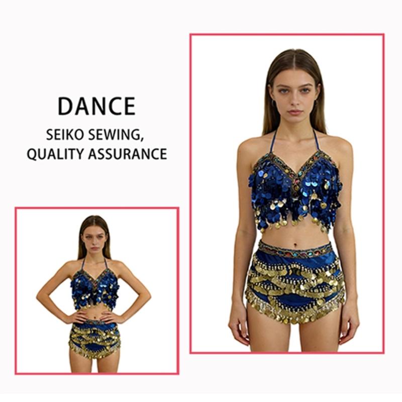 Belly Dance Costume Hip Scarf And Glittering Sequins Skirt Wrap Photography Studio Dance Wear For Nightclub Performances