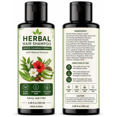 Herbal Hair Shampoo – Gentle Cleansing Formula with Plant Extracts For All Hair Types (100ml)