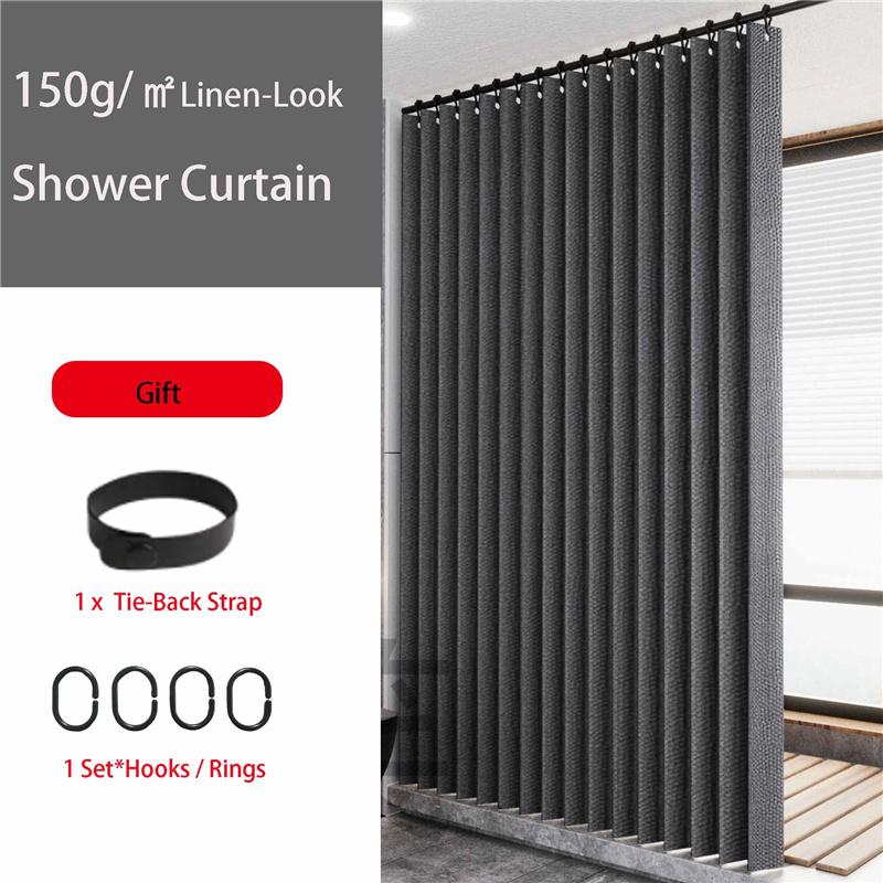 Skládací sprchový závěs se vzhledem lnu - Vodotěsná zástěna do koupelny bez otvorů pro vanu/sprchu, snadná instalace, zástěna pro soukromí