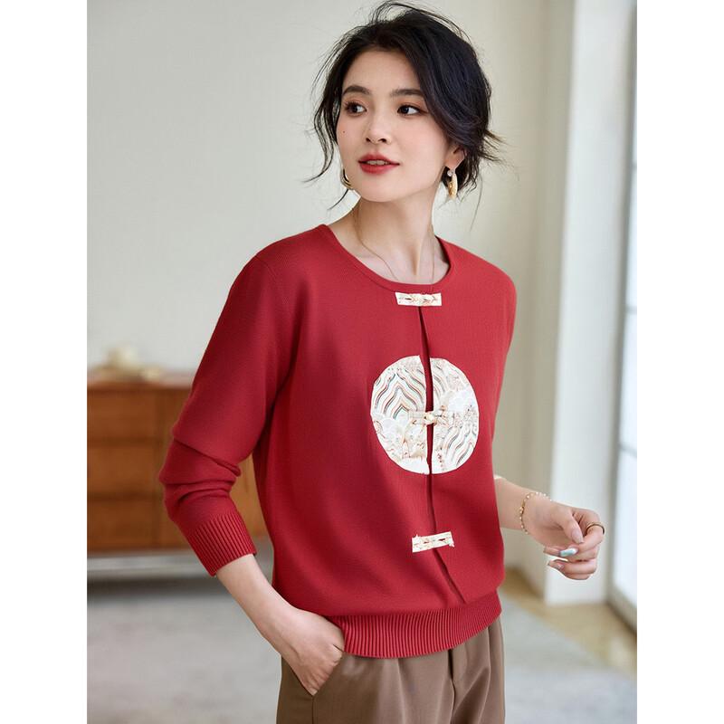 Oudifu Retro Embroidered New Chinese Style Long-Sleeve Top