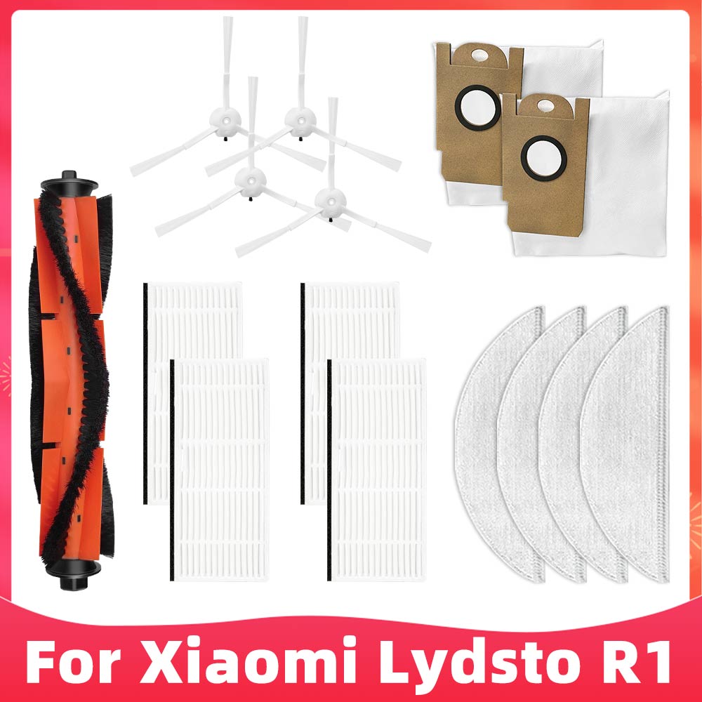 Fit For Xiaomi Lydsto R1 Robot Vacuum Cleaner Spare Parts Main Brush Side Brush Hepa Filter Mop Dust Bag Replacement Accessories