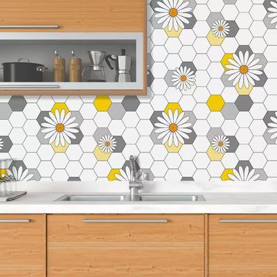 Fresh Clean Kitchen behang en muurstickers zelfklevend vinylbehang waterdicht oliebestendig muursticker vierkante tegel, anime, zonnebloem, dier