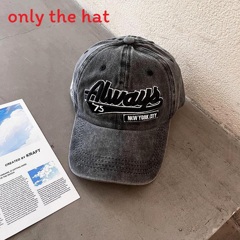 Vintage Cotton Adjustable Wide Brim Baseball Cap For Summer Men Women Black