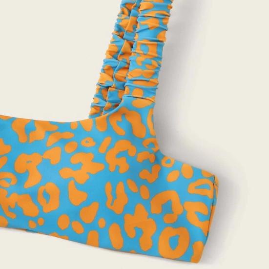 2 Pcs/Set Swimwear Set Leopard Print Soft Quick Dry Slim Fit Bikini