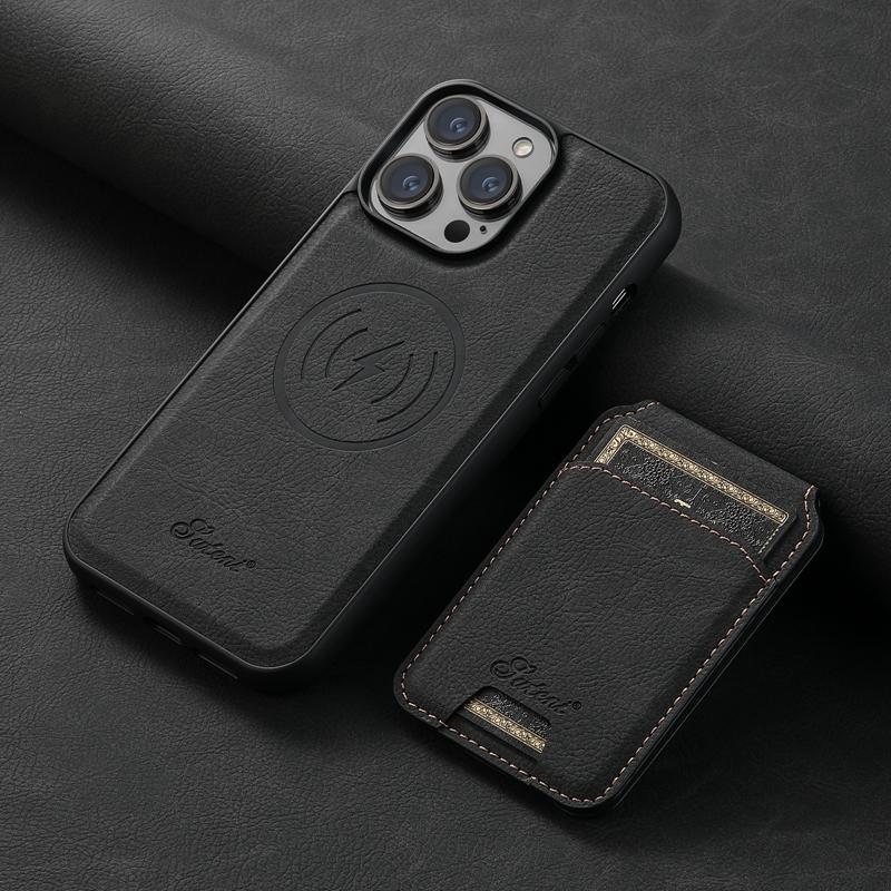 For iPhone 15 15 Plus Wireless Charge Leather Case Back Cover, for Google Pixel 8 Detachable Wallet Case