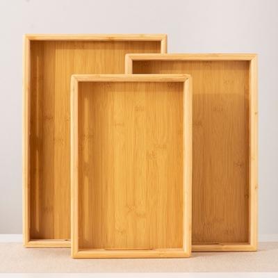 With Handle Serving Tray Bamboo Breakfast Tray Retro Water Cup Plate  for Dried Fruit