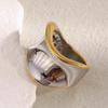 MamacitaSlay 316L Stainless Steel Two Tone Twisted Wide Ring Party Waterproof Jewelry Women's Unique Cool Ring High Quality Gift