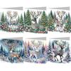 6Pcs Christmas Special Shape Christmas Book Rhinestone Painting Card Kit Diamond Painting Greeting Card for Holiday Party Favors
