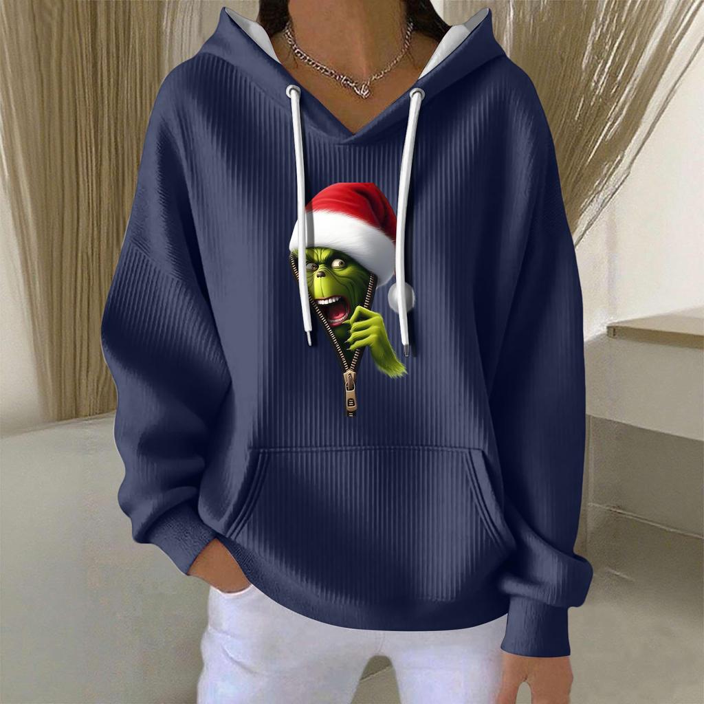 Women's Fashion Casual Christmas Angel Print Pullover Long-Sleeve Sweatshirt