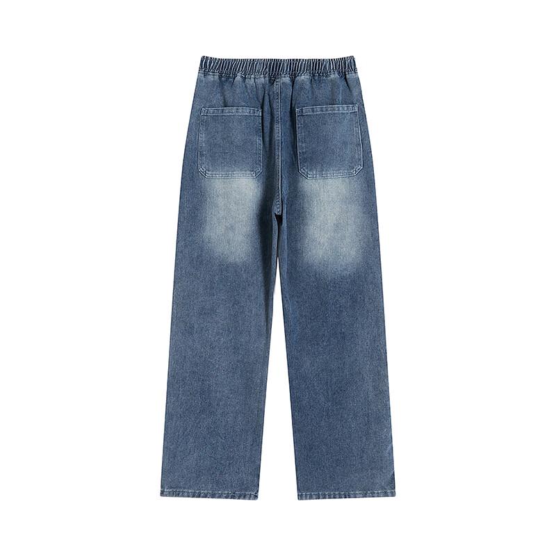 Chutang Men's American Style Loose Fit Wide-Leg Jeans