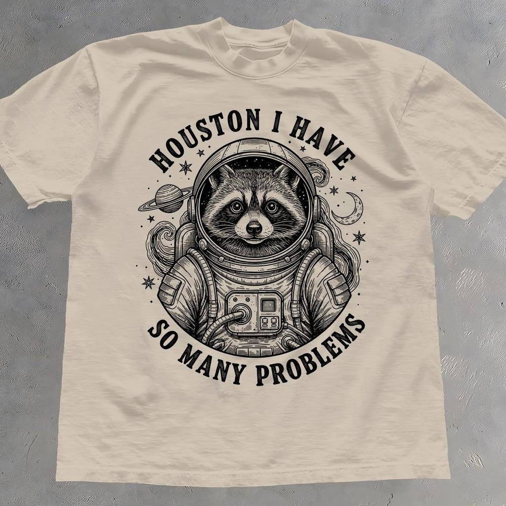 Houston Mám Tolik Problémů Tričko - Retro Mývalové Tričko - Unisex Bavlněné Tričko
