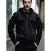 Herren Retro Fleece Hoodie - Lockere Passform, Mehrere Taschen, Reißverschluss, Perfekt für Herbst und Winter