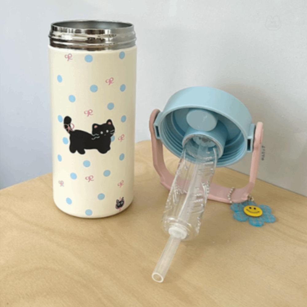 Stainless Steel Portable Insulated Cup Water Cup Cute Cat Thermos Mug  Female