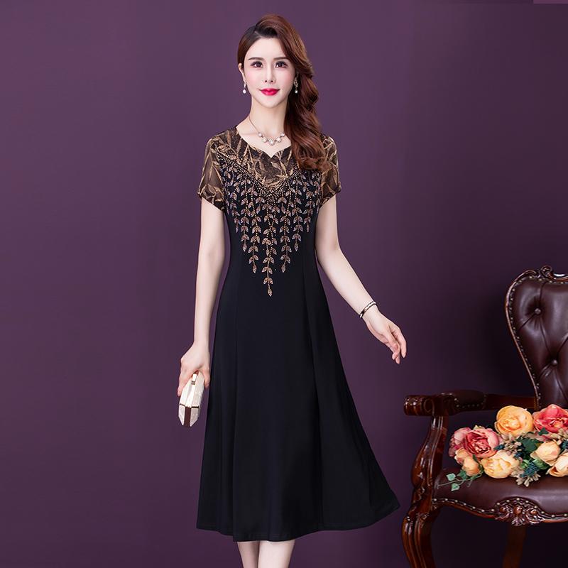 

Лето 2022, модное эластичное женское платье с короткими рукавами для мам, Vestidos Elegantes, тонкая одежда красного и золотого цвета