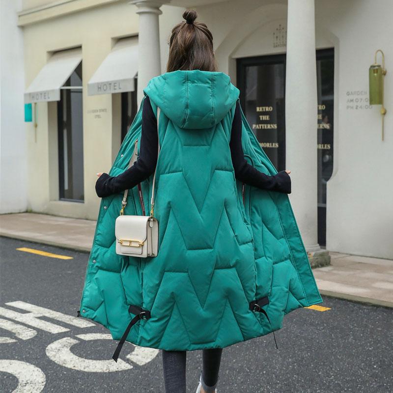 Winter Long Vest Women's Solid Hooded Pockets Zipper Padded Ladies Casual Sleeveless Jacket  Warm Quilted Vest for Female