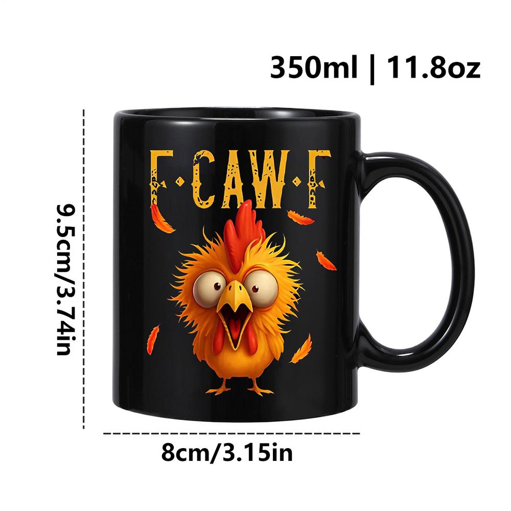 F-Caw-F Забавная курица Кофейная кружка Керамическая кружка для завтрака Новинка Петух Кофейные кружки Для женщин Мужчин Дом Работа День рождения Вечеринка 350ml
