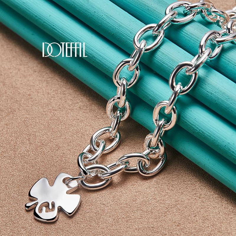 Collier pendentif trèfle en argent, bijoux fantaisie