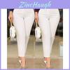 Polyester Blend Ankle Pants For Women With Stretch Comfortable Fit For Casual Office Wear