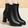 Women's Soft Leather Cotton Shoes New Fashion Waterproof Side Zipper High Heels Non-slip Lightweight Warm Boots