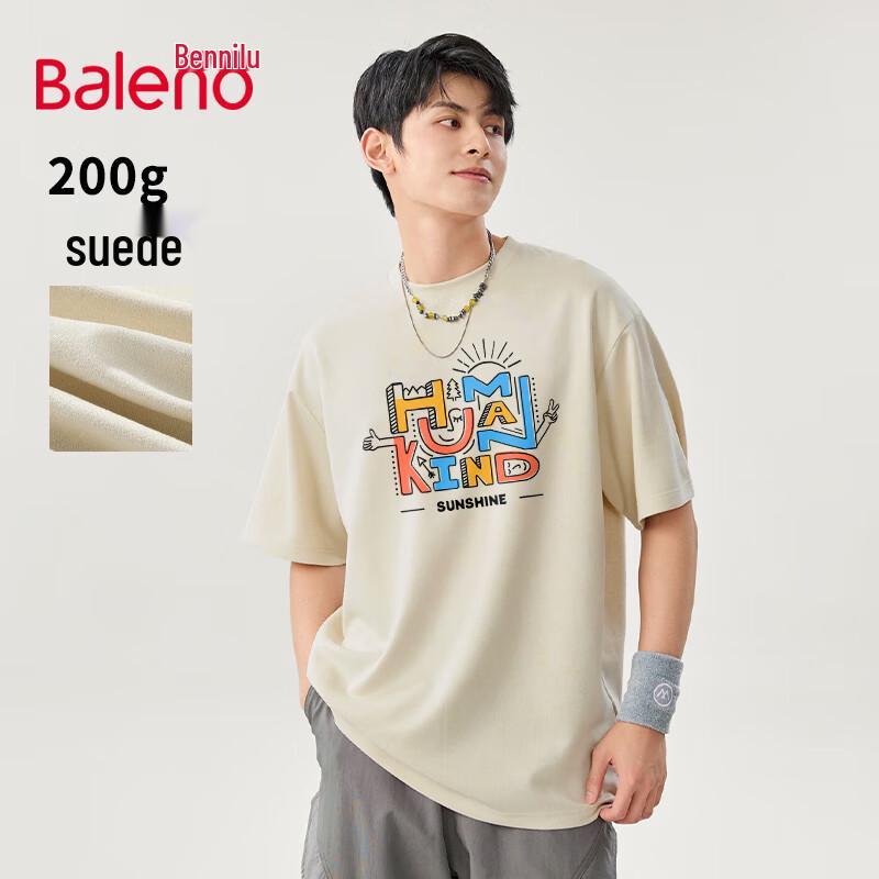 Baleno Men s Retro Suede Print Loose Fit T-Shirt L