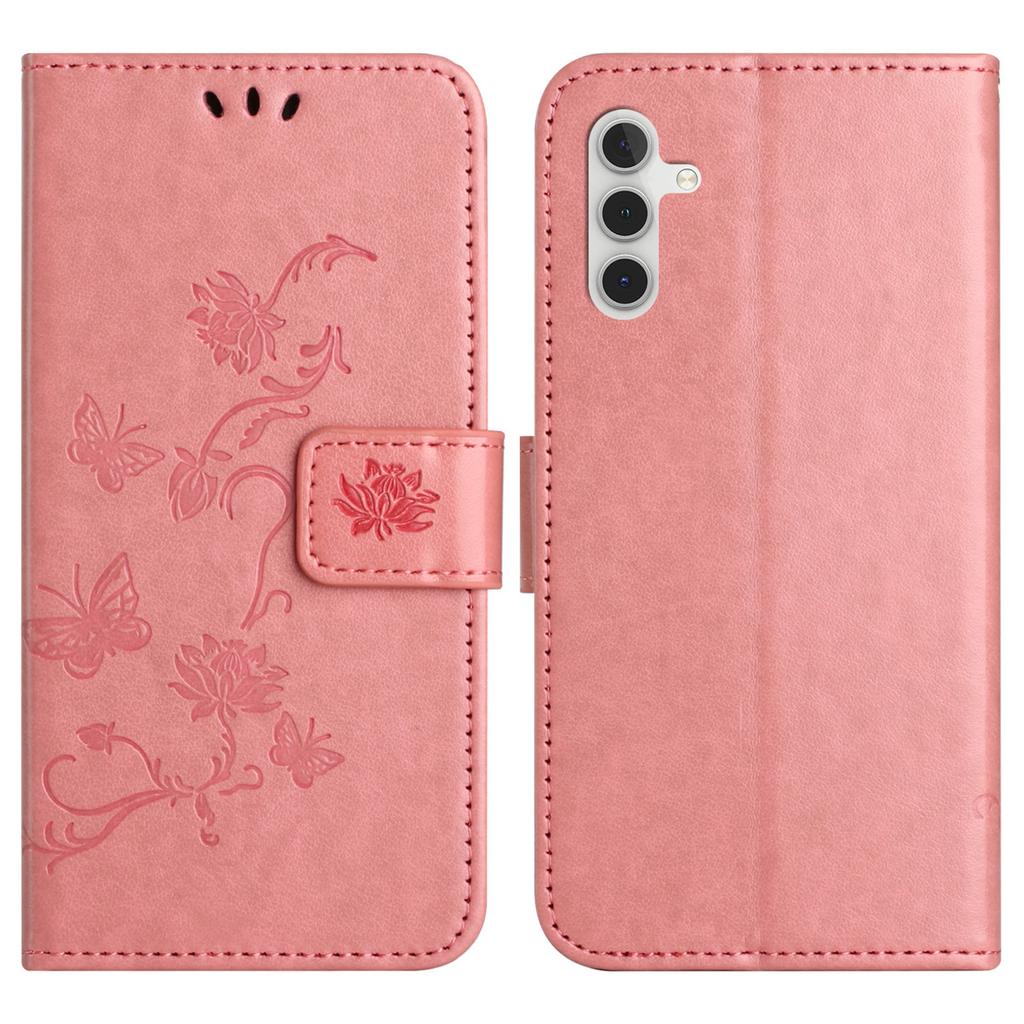 For Samsung Galaxy A37 5G/A36 5G Case Wallet Stand Imprinted Butterfly Flower PU Leather Phone Cover