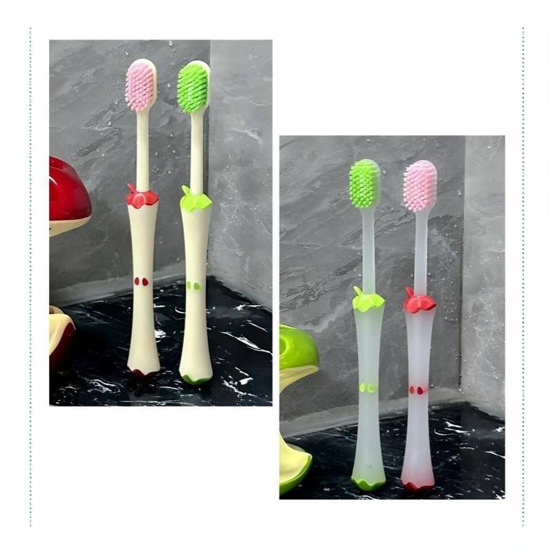 2Pcs/Set Cute Fruit Core Soft Bristle Toothbrush Wide Head Gentle Gum Care Non Slip Handle For Kids Adults Oral Care Home Use