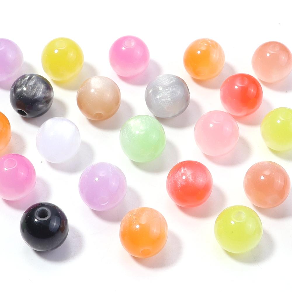 20-50pcs/lot 8 10 12mm Gradient Color Imitation Cat Eye Beads Loose Resin Round Beads For DIY Charms Earrings Bracelet Accessory