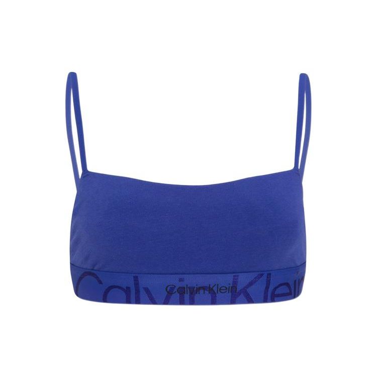 

Calvin Klein Двойная гравитация Бандо FW22 Принт логотипа буквами Беспроводной бюстгальтер на тонких бретелях Женское нижнее белье Темно-синий QF6989AD-CMB S