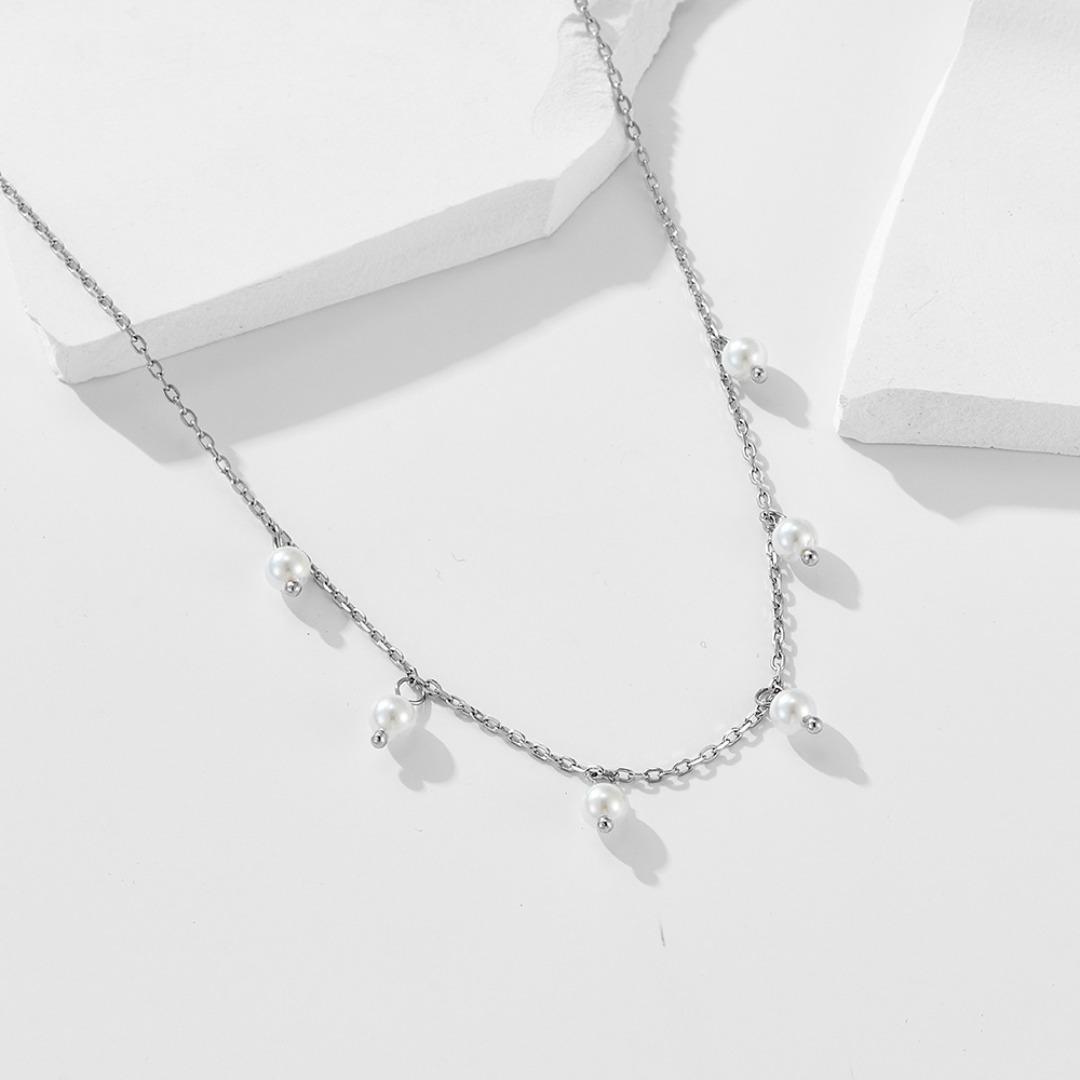 

Niche versatile retro style sterling silver necklace shell pearl necklace female high-end sense elegant temperament clavicle chain 925 silver білий