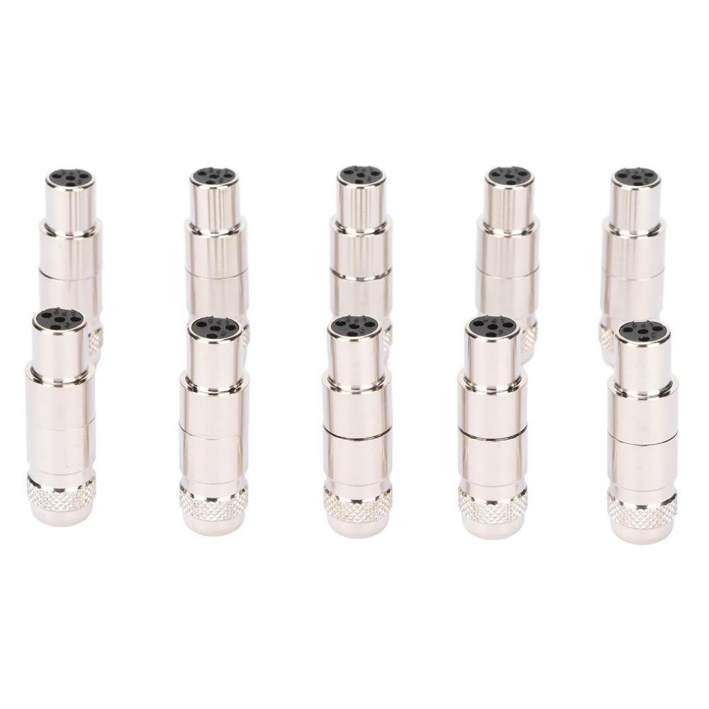 10PCS Noise Reduction 4 Pin Mini XLR Female Connectors Microphone Cable Adapter for Sound Interface