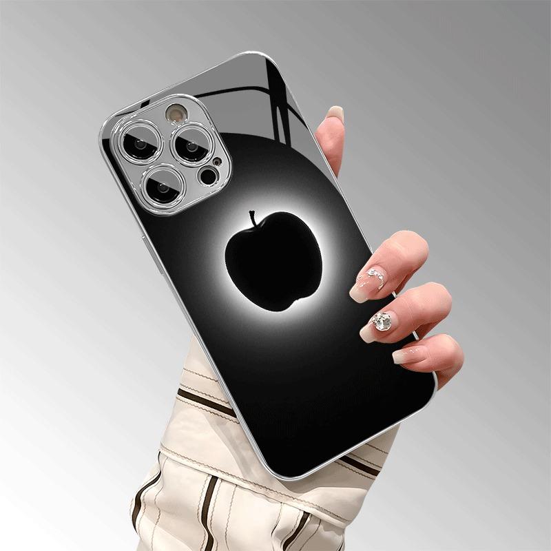 Einfacher Schwarz-Weiß-Stil Für Apple-Muster Glas Galvanisiertes Case Für iPhone 17 16 15 14 13 12 11 Pro Max Plus 16E 17Air Hülle