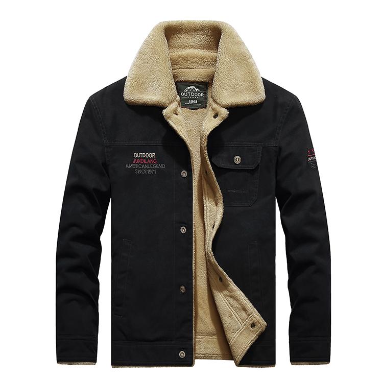 Autumn and Winter Warm Jacket for Men, Pure Cotton Retro Workwear, Cotton Jacket with Collar and Plush, Thick Warm Cotton Jacket, Lamb Wool Top Jacket