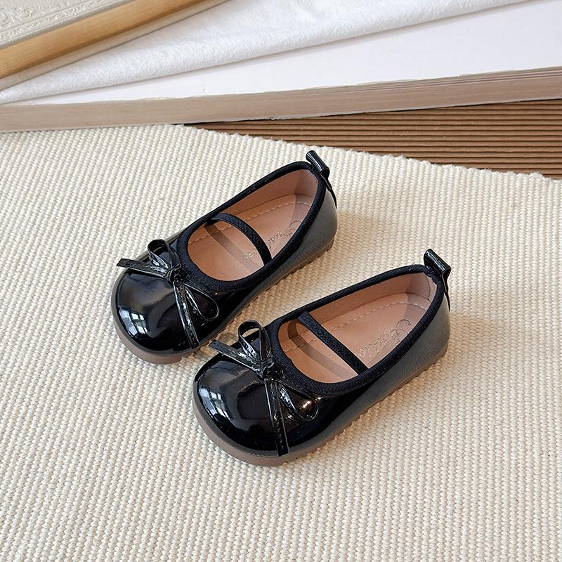 

Spring Autumn Birthday Children Leather Shoes For Girls Fashion Korean Soft Sole Anti-slippery Sweet Bowtie Princess Shoes 25
